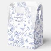 Frans Blauw & Witte Victoriaanse Bruidsdouche Bedankdoosjes (Geopend)