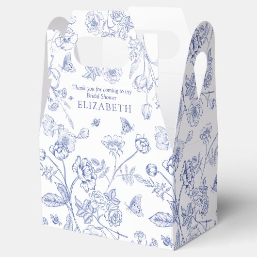 Frans Blauw & Witte Victoriaanse Bruidsdouche Bedankdoosjes (Geopend)
