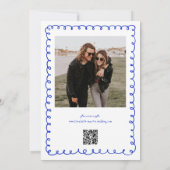 Frans Blauwe Hand Getrokken Funky Vineyard Bruilof Kaart (Achterkant)