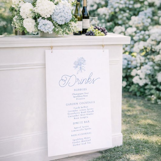 Frans Blauwe Hortensia Dranken Menu Bord Poster