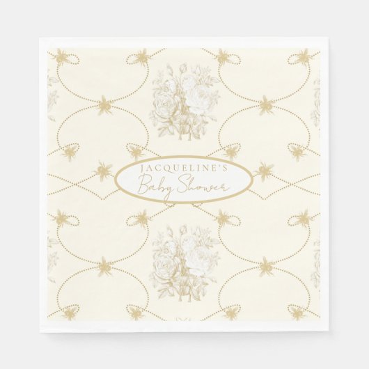 Frans Bloemen Elegant Bee Ivory Gold gepersonalise Servet (Voorkant)