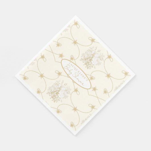 Frans Bloemen Elegant Bee Ivory Gold gepersonalise Servet (Hoek)