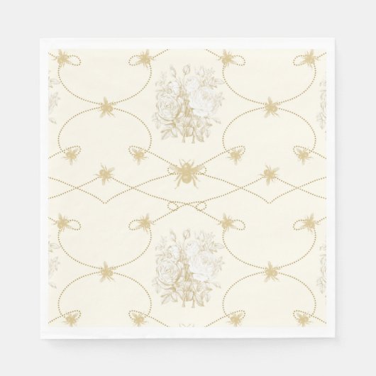 Frans Bloemen Elegante Bee Ivoor Goud Douche Decor Servet (Voorkant)