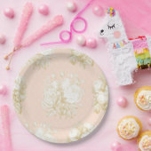 Frans Bloemen Elegante Toile Roze Gouden Douche De Papieren Bordje (Feest)