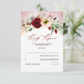 Frans Bloemen Roos Goud Glitter Bruiloft RSVP (Staand voorkant)