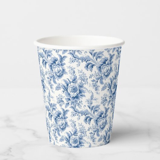  Frans Bloemen Toile Blauw Papier Cups Papieren Bekers (Voorkant)