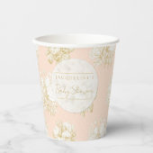 Frans Bloemen Toile Elegant Meisje Baby shower Blu Papieren Bekers (Voorkant)