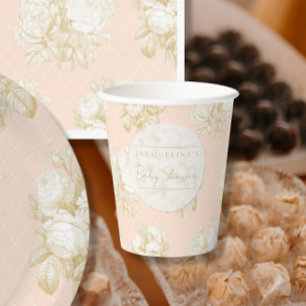 Frans Bloemen Toile Elegant Meisje Baby shower Blu Papieren Bekers