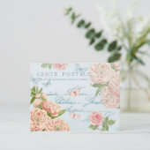 Frans bloemen vintage briefkaart met rozen (Staand voorkant)