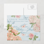 Frans bloemen vintage briefkaart met rozen (Voorkant / Achterkant)