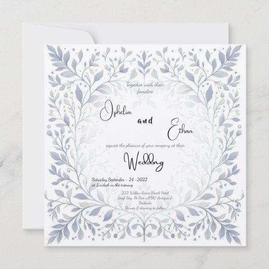 Frans Bloemenbruiloft Uitnodiging (Voorkant)