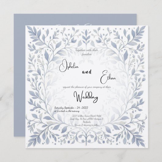 Frans Bloemenbruiloft Uitnodiging (Voorkant / Achterkant)