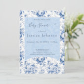 Frans Bloementoilet blauw Baby shower Kaart (Staand voorkant)