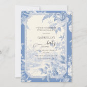  Frans Bloementoilet blauw Baby shower Kaart (Voorkant)