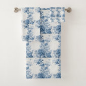 Frans Bloementoilet blauw Bad Handdoek (Insitu)