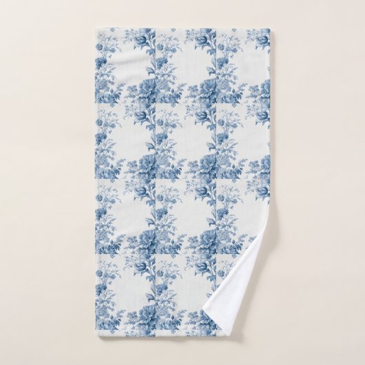 Frans Bloementoilet blauw Bad Handdoek (Handdoek)