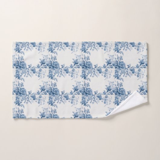 Frans Bloementoilet blauw Bad Handdoek (Handdoek)