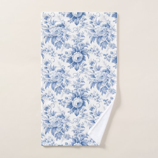  Frans Bloementoilet blauw Bad Handdoek (Handdoek)
