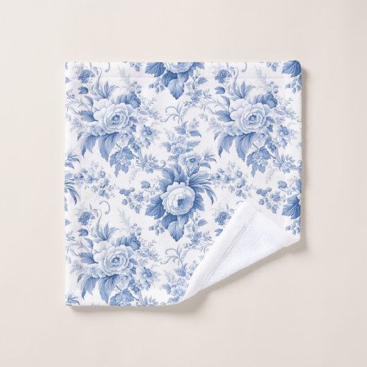  Frans Bloementoilet blauw Bad Handdoek (Wasdoekje)