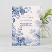 Frans Bloementoilet blauw Bedankkaart (Staand voorkant)