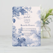 Frans Bloementoilet Blauw Bridal Kaart (Staand voorkant)