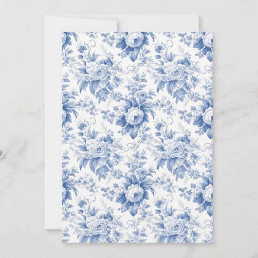  Frans Bloementoilet Blauw Bruiloft Kaart (Achterkant)