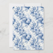  Frans Bloementoilet Blauw Bruiloft Uitnodiging (Achterkant)