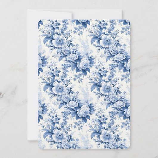  Frans Bloementoilet Blauw Bruiloft Uitnodiging (Achterkant)