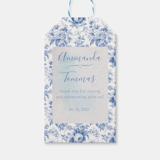 Frans Bloementoilet blauw Cadeaulabel (Voorkant)