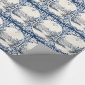 Frans bloementoilet blauw cadeaupapier (Hoek)