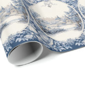 Frans bloementoilet blauw cadeaupapier (Rol Hoek)
