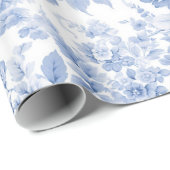 Frans bloementoilet blauw cadeaupapier (Rol Hoek)