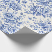 Frans bloementoilet blauw cadeaupapier (Hoek)