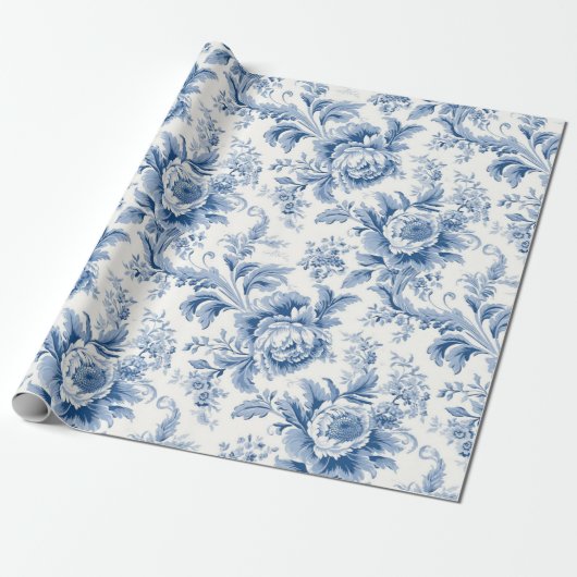 Frans Bloementoilet Blauw inpakpapier (Uitgerold)