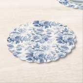 Frans bloementoilet blauw kartonnen onderzetters (Gekanteld)