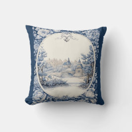 Frans bloementoilet blauw kussen