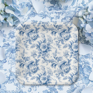 Frans Bloementoilet Blauw Papier Borden Papieren Bordje