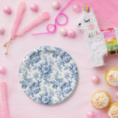  Frans Bloementoilet Blauw Papier Borden Papieren Bordje (Feest)