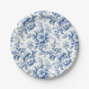  Frans Bloementoilet Blauw Papier Borden Papieren Bordje