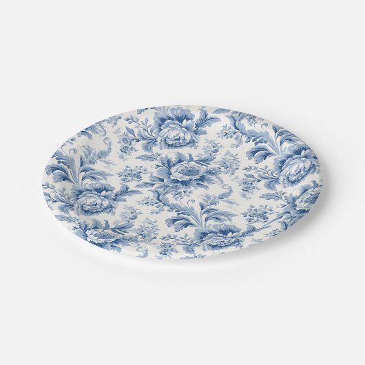  Frans Bloementoilet Blauw Papier Borden Papieren Bordje (Gekanteld)