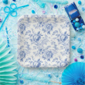 Frans Bloementoilet Blauw Papier Borden Papieren Bordje (Feest)