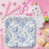 Frans Bloementoilet Blauw Papier Borden Papieren Bordje (Feest)