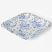 Frans Bloementoilet Blauw Papier Borden Papieren Bordje (Gebogen)