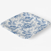 Frans Bloementoilet Blauw Papier Borden Papieren Bordje (Gebogen)