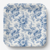 Frans Bloementoilet Blauw Papier Borden Papieren Bordje (Voorkant)