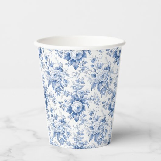  Frans Bloementoilet blauw Papieren Bekers (Voorkant)