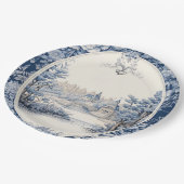 Frans bloementoilet blauw papieren bordje (Gekanteld)