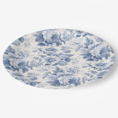 Frans bloementoilet blauw papieren bordje (Gekanteld)