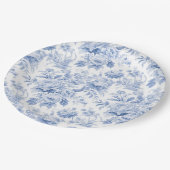 Frans bloementoilet blauw papieren bordje (Gekanteld)