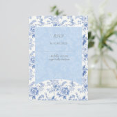 Frans Bloementoilet blauw RSVP Kaartje (Staand voorkant)